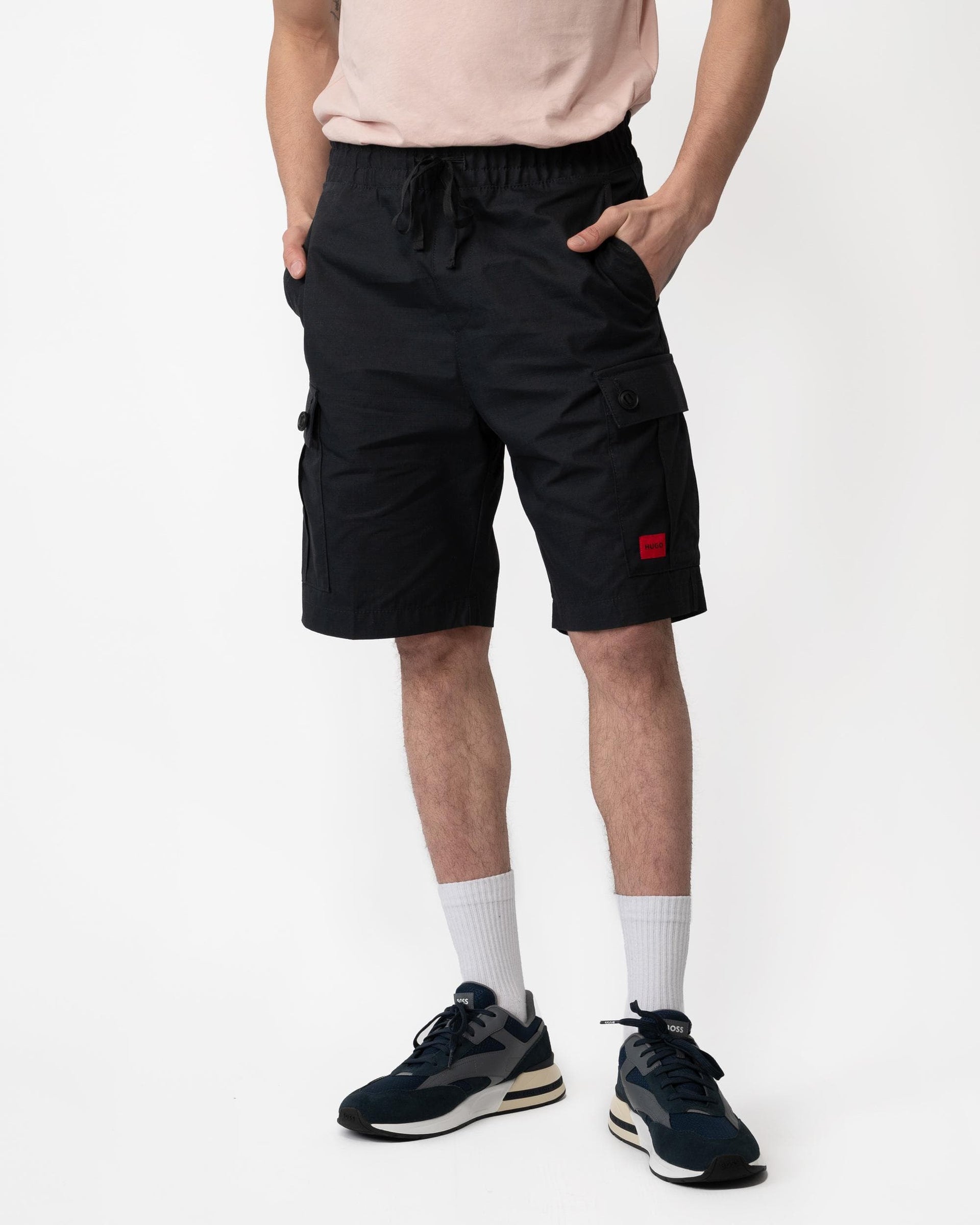 HUGO Garlio242 Mens Cargo Shorts Black 001 – CHO