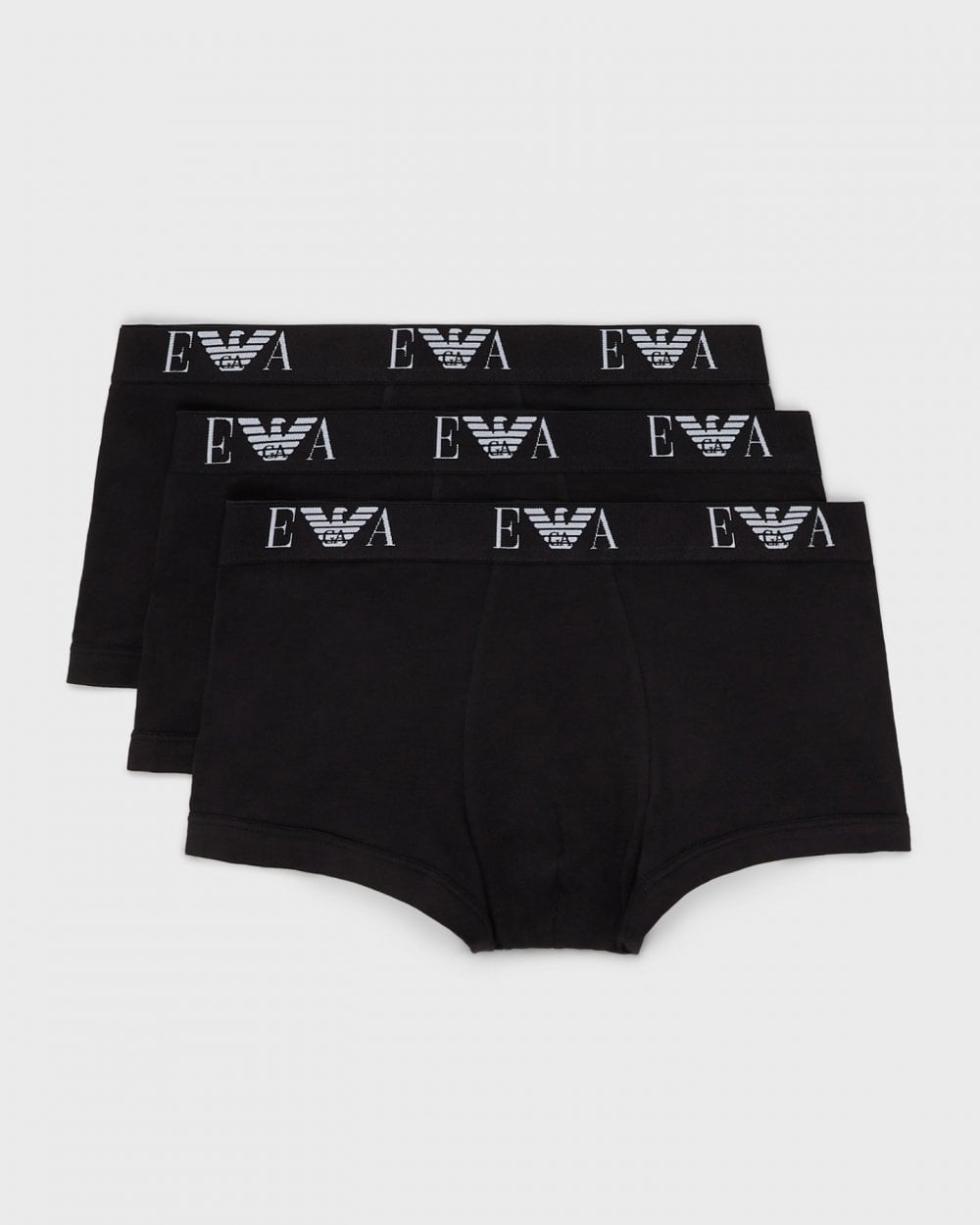 Emporio Armani 3-Pack Mens Stretch Trunks - Black/Black/Black