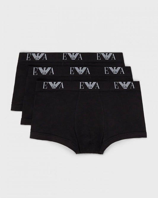 Emporio Armani 3-Pack Mens Stretch Trunks - Black/Black/Black