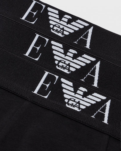 Emporio Armani 3-Pack Mens Stretch Trunks - Black/Black/Black
