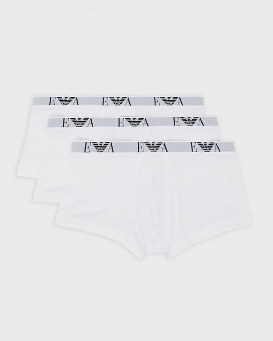Emporio Armani 3-Pack Mens Stretch Trunks - White/White/White