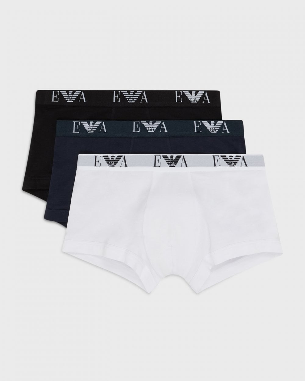 Emporio Armani 3-Pack Mens Stretch Trunks - White/Black/Marine