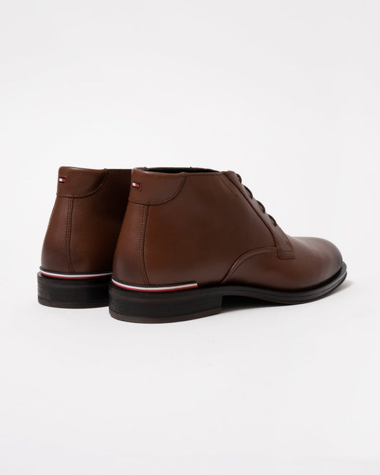 Tommy Hilfiger Core RWB Hilfiger Mens Leather Boots - Winter Cognac