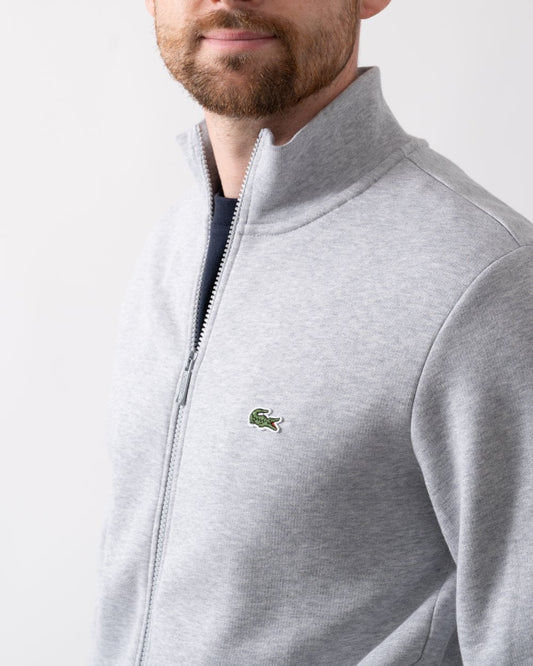 Lacoste Regular Fit Brushed Fleece Mens Zippered Sweatshirt - Silver Chine CCA