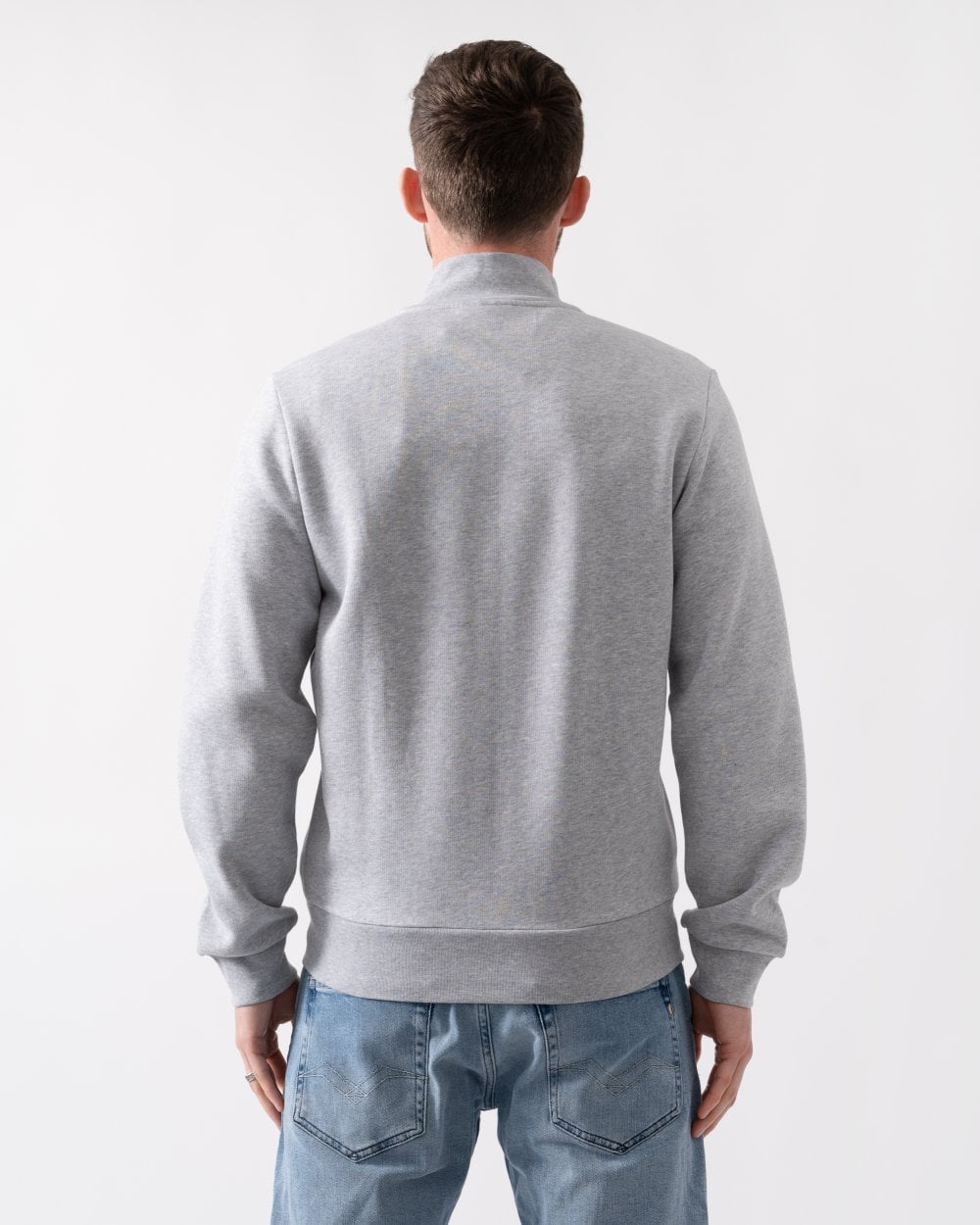 Lacoste Regular Fit Brushed Fleece Mens Zippered Sweatshirt - Silver Chine CCA