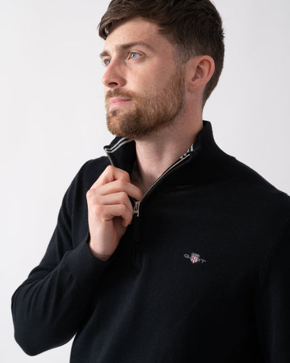 GANT Mens Classic Cotton Half Zip Jumper - 5 Black