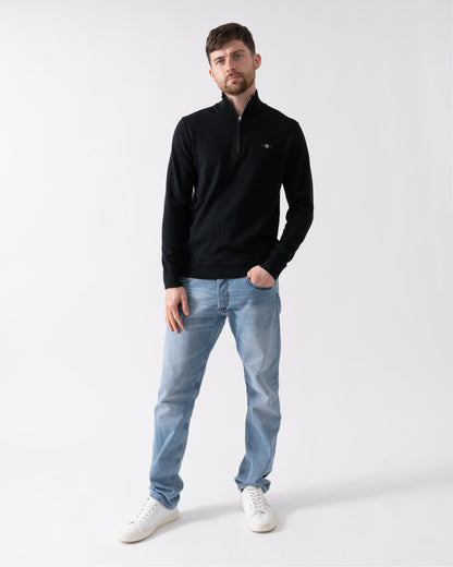 GANT Mens Classic Cotton Half Zip Jumper - 5 Black