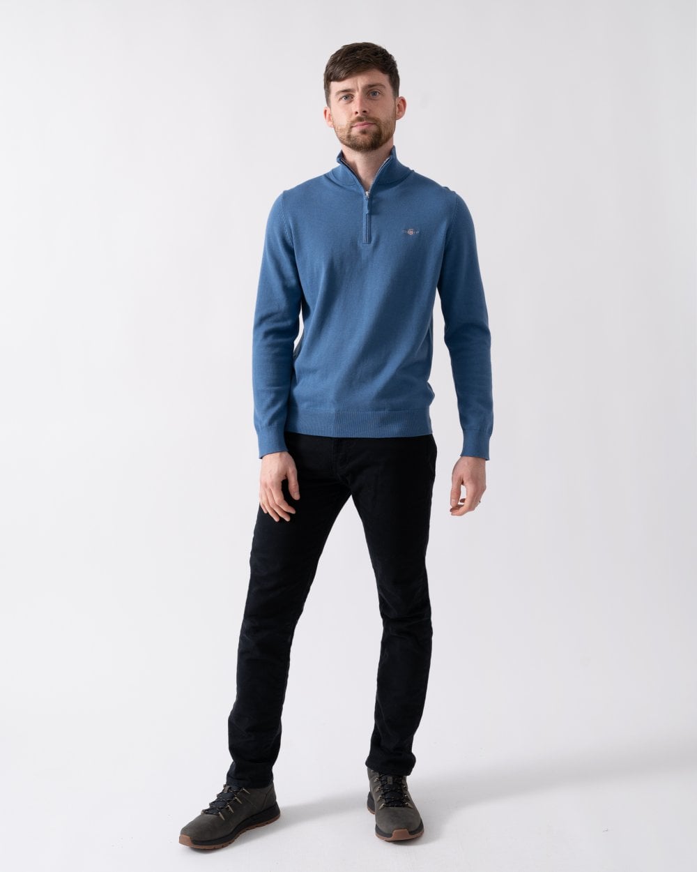 GANT Mens Classic Cotton Half Zip Jumper - 442 Vintage Blue