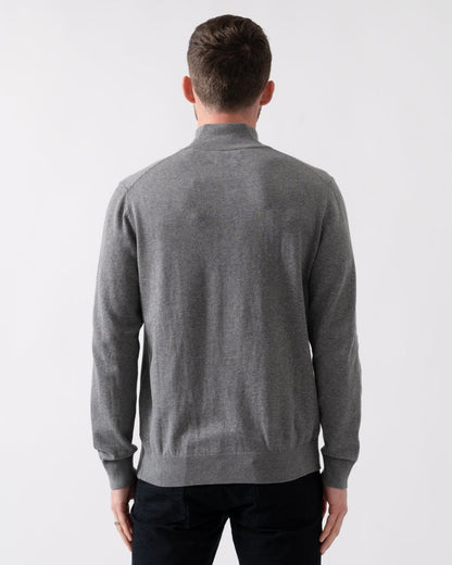 GANT Mens Classic Cotton Half Zip Jumper - 92 Dark Grey Melange