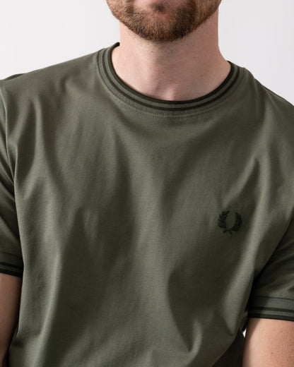 Fred Perry Mens Twin Tipped T-Shirt - Laurel Wreath Green/Night Green W49