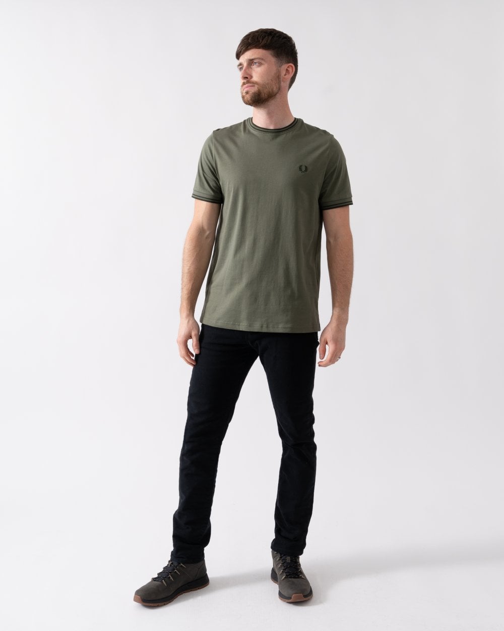 Fred Perry Mens Twin Tipped T-Shirt - Laurel Wreath Green/Night Green W49