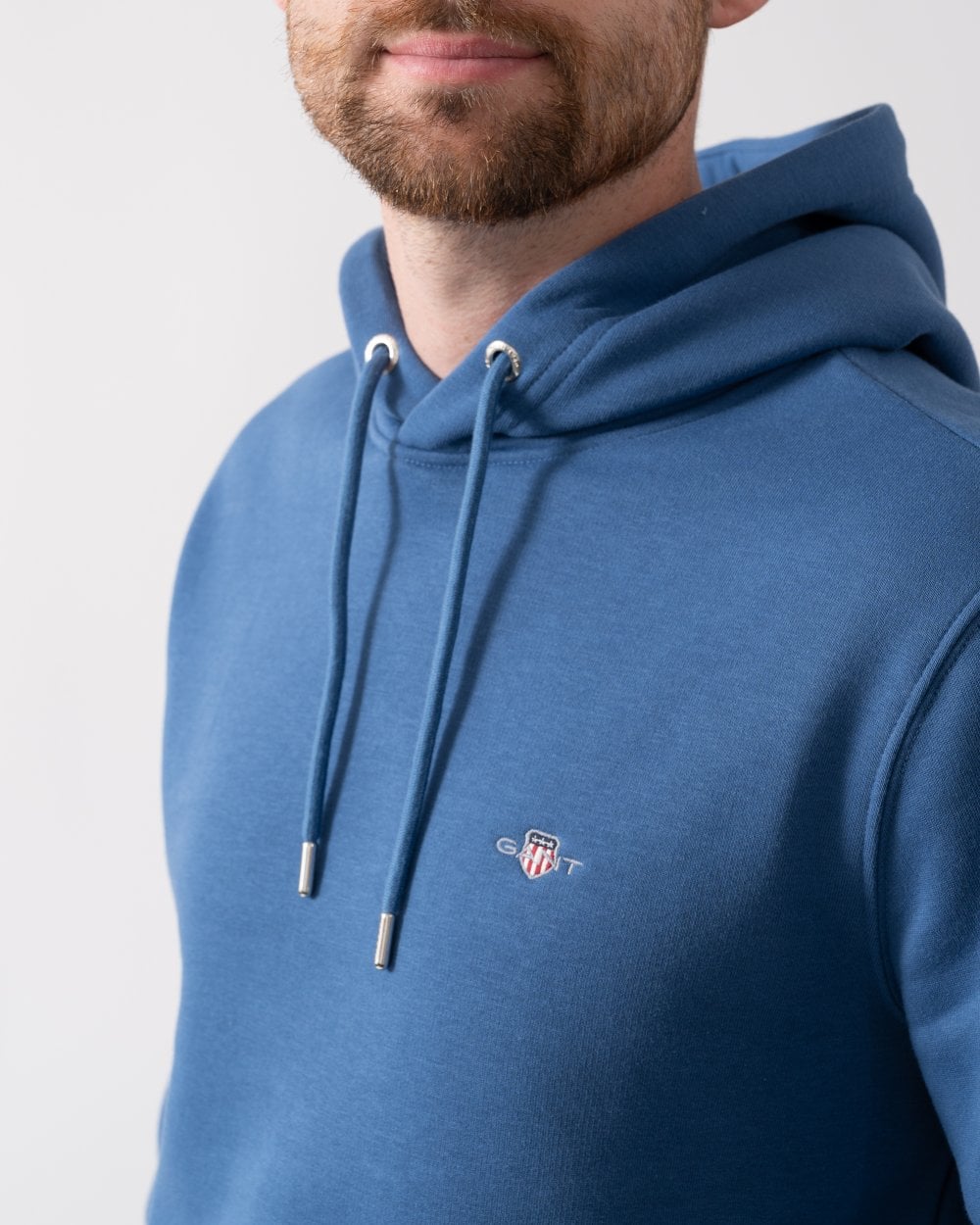 GANT Mens Regular Fit Shield Logo Pullover Hoodie - 442 Vintage Blue