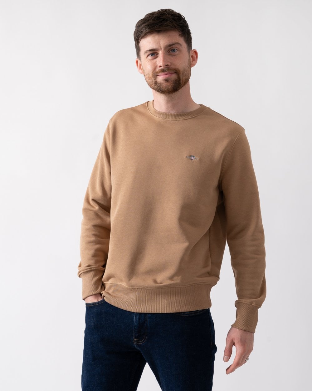 GANT Mens Regular Fit Shield Logo Crew Neck Sweatshirt