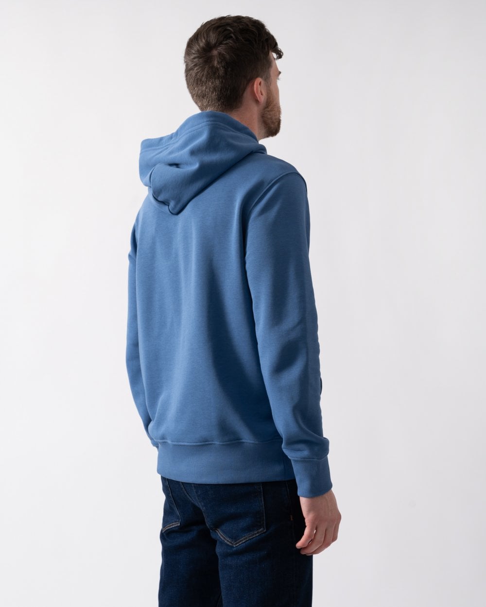 GANT Mens Regular Fit Shield Logo Full Zip Hoodie - 442 Vintage Blue
