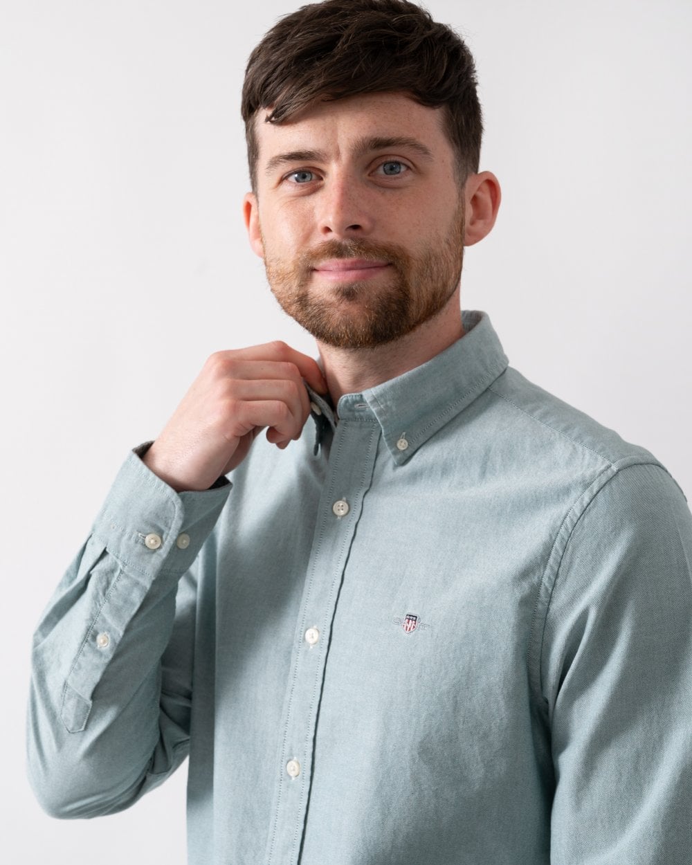 GANT Mens Slim Fit Long Sleeve Oxford Shirt - 373 Deep Forest Green
