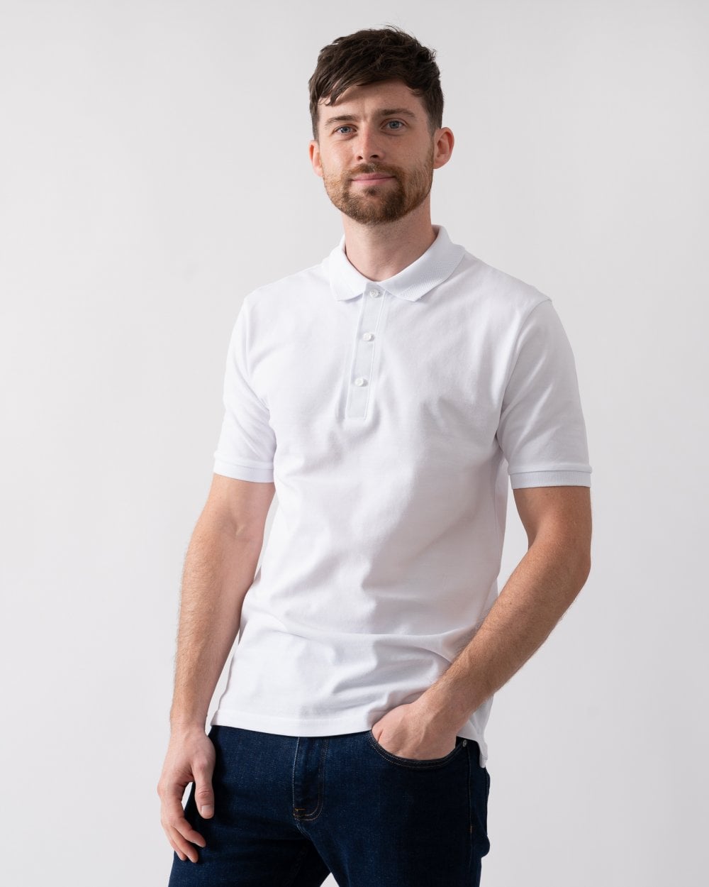 Oliver Sweeney Tralee Mens Pique Cotton Polo Shirt - White