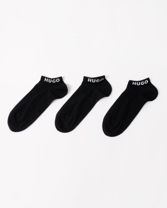 HUGO 3 Pack Mens Combed Cotton Ankle Length Socks NOS - Black 001