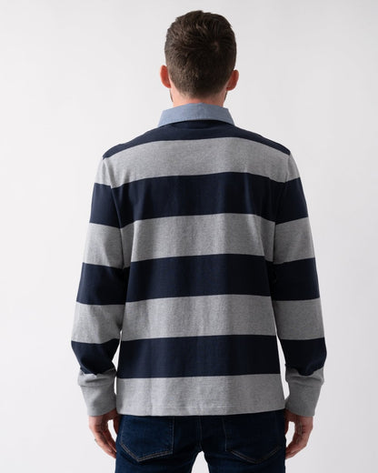 GANT Mens Regular Fit Chambray Stripe Heavy Rugger - 93 Grey Melange