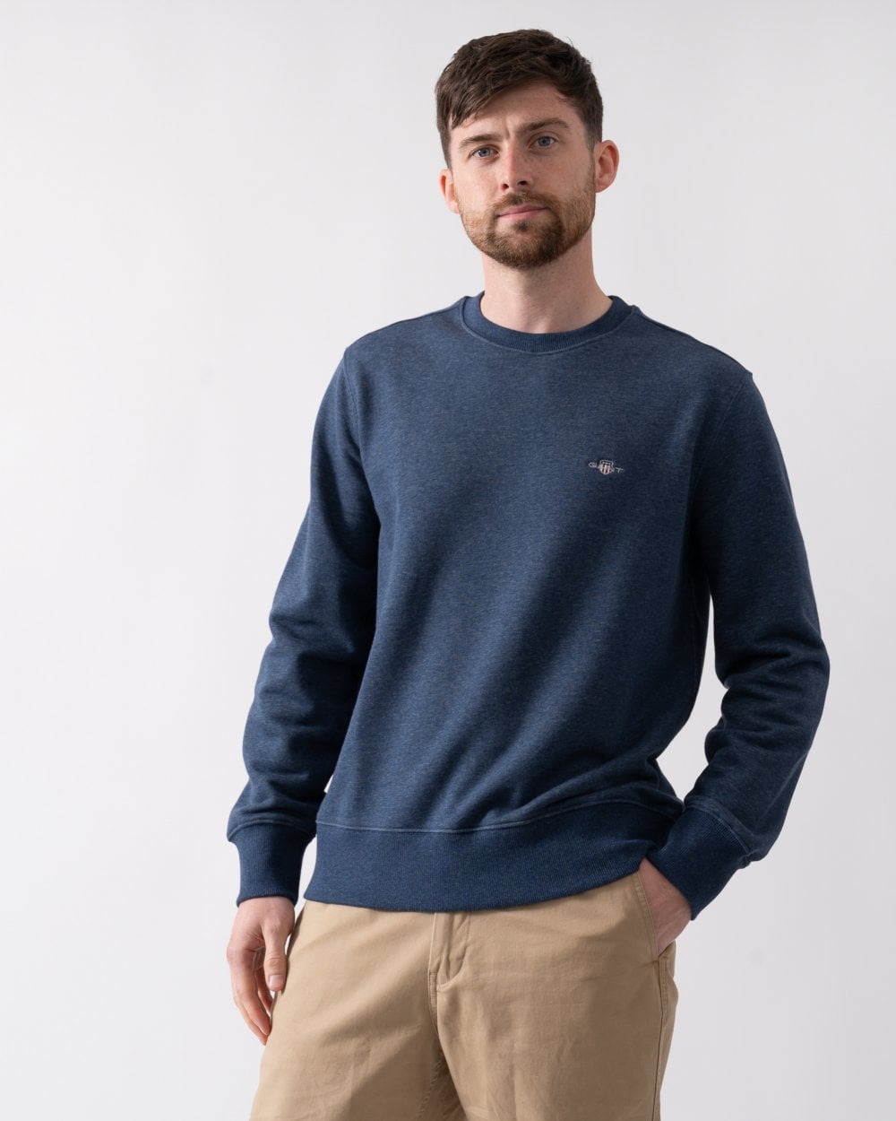 GANT Mens Regular Fit Shield Logo Crew Neck Sweatshirt