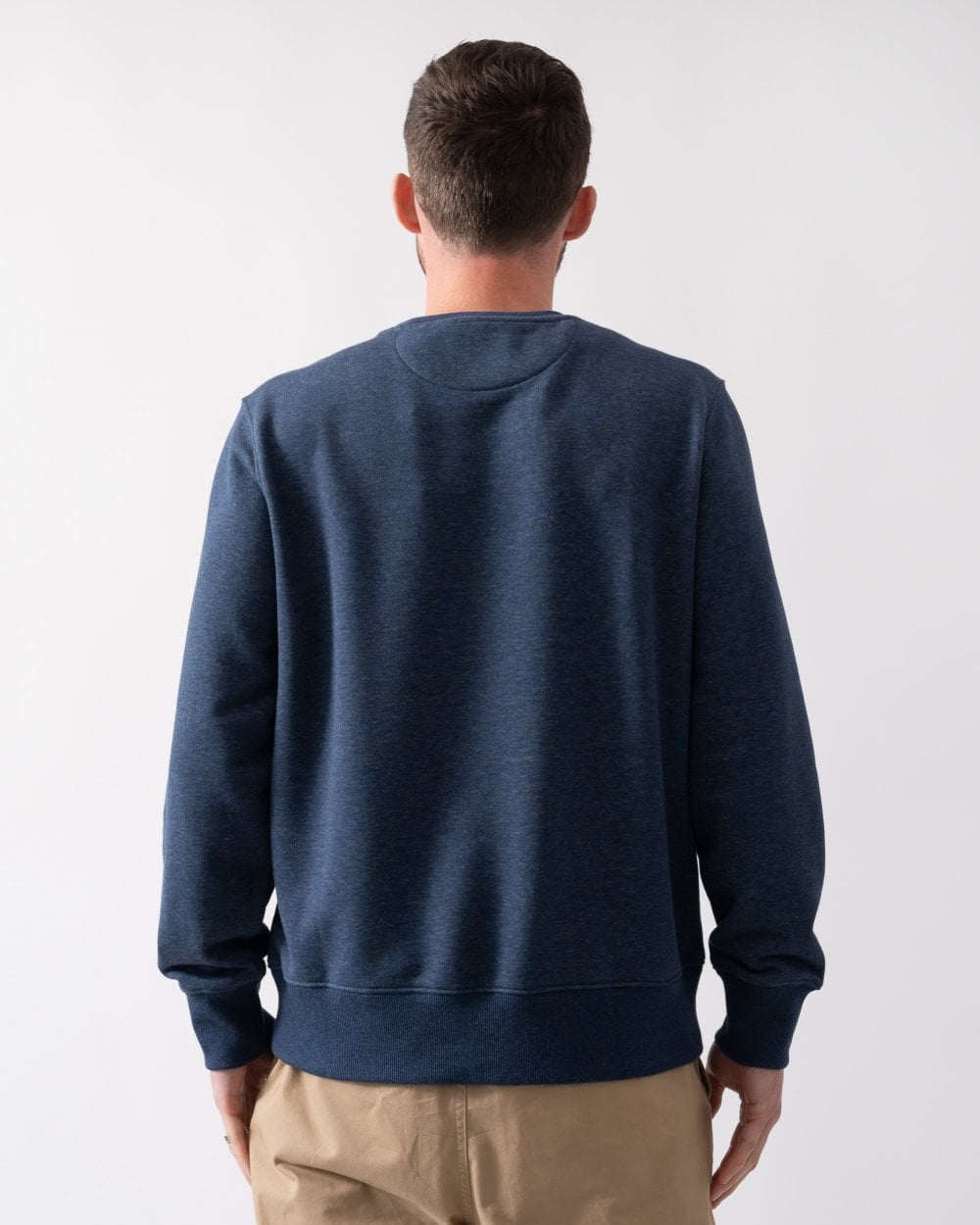 GANT Mens Regular Fit Shield Logo Crew Neck Sweatshirt - 902 Dark Jeansblue Melange