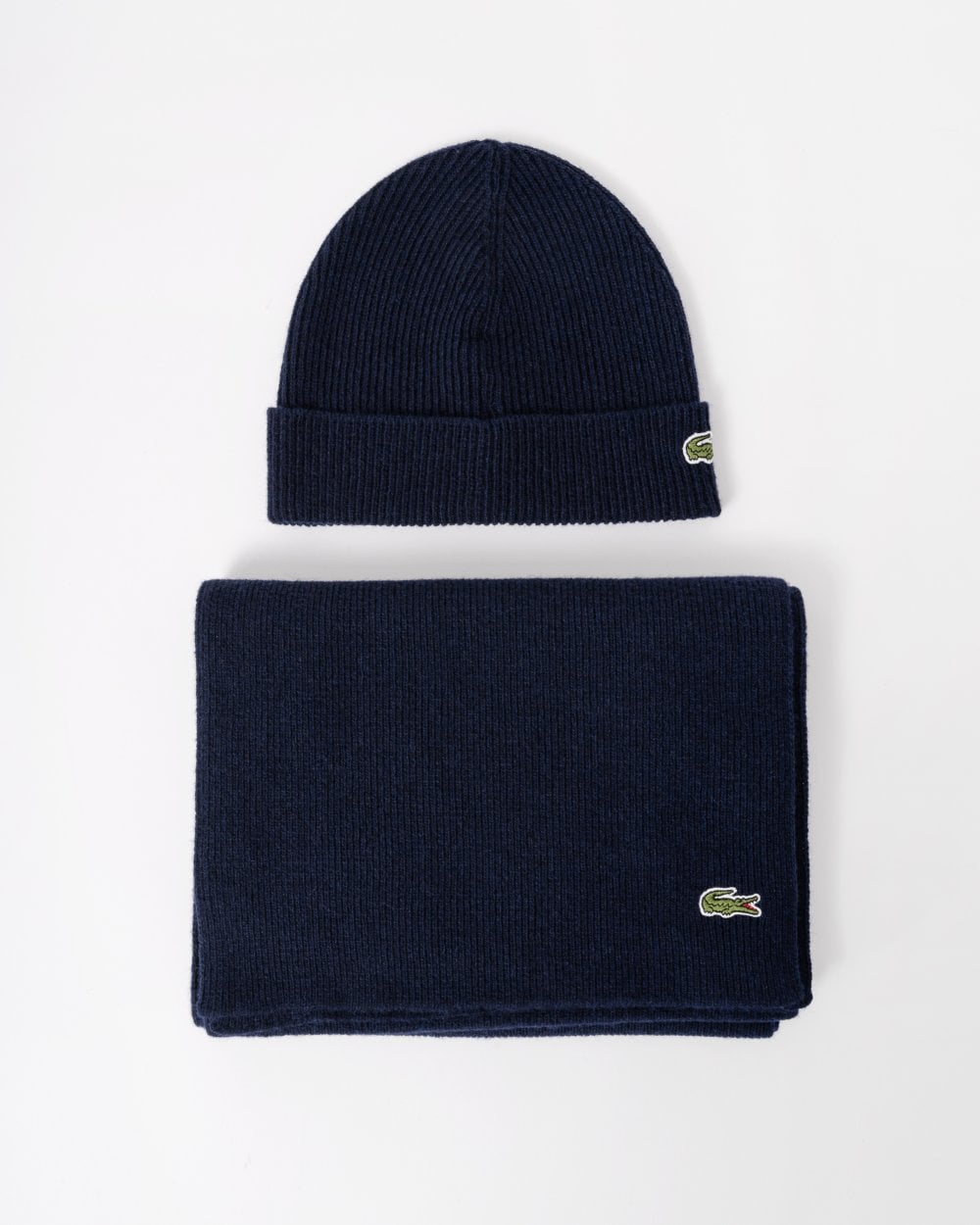 Lacoste Mens Beanie and Scarf Set - Navy Blue 166