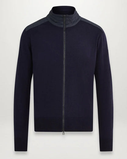 Belstaff Kelby Mens Merino Wool Zip Cardigan - Dark Ink