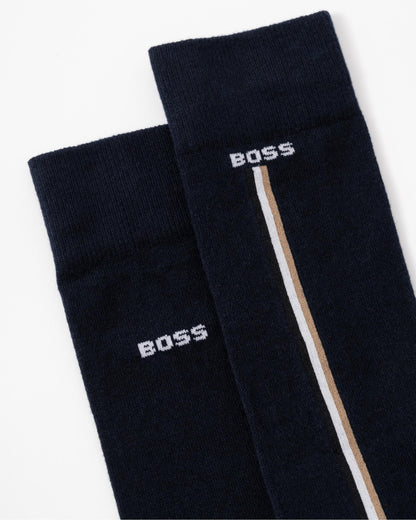 BOSS Orange 2-Pack Mens Regular Length Organic Cotton Blend Socks - Dark Blue 401