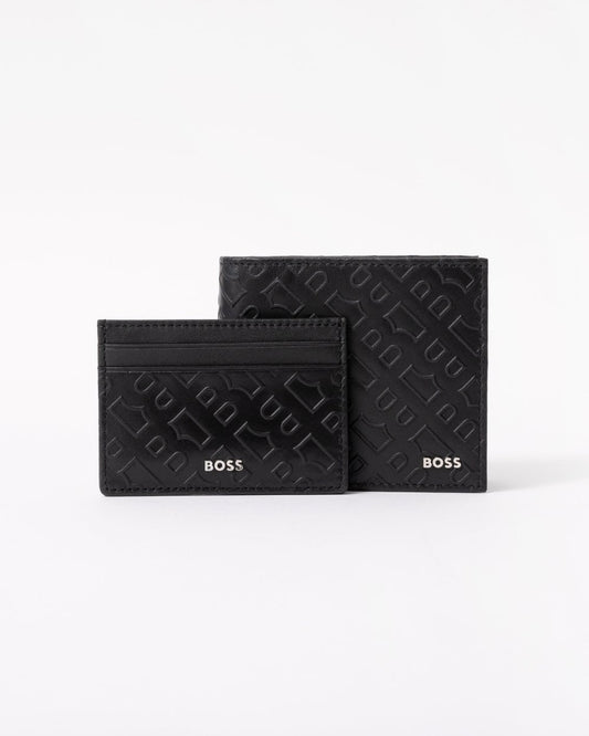 BOSS Orange GB Outline Mens Embossed Wallet and Card Holder Gift Set