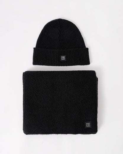 HUGO Zaso Mens Scarf and Beanie Gift Set
