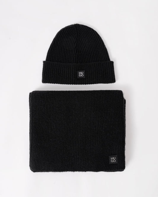 HUGO Zaso Mens Scarf and Beanie Gift Set