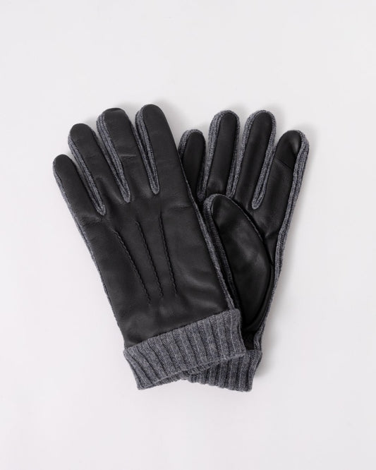 BOSS Orange Hyden Mens Logo-Trim Gloves in Wool and Leather 
