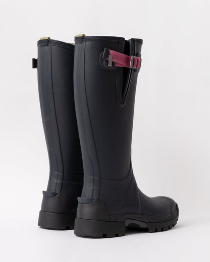 Hunter Balmoral Side Adjustable 3mm Neo Lined Tech Sole Womens Tall Boot - Navy/Peppercorn