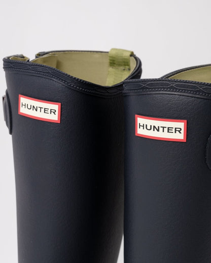 Hunter Balmoral Side Adjustable 3mm Neo Lined Tech Sole Womens Tall Boot - Navy/Peppercorn