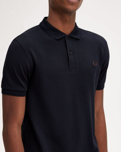 Fred Perry Mens Plain Signature Polo Shirt - Navy/Carrington Road Brick W71