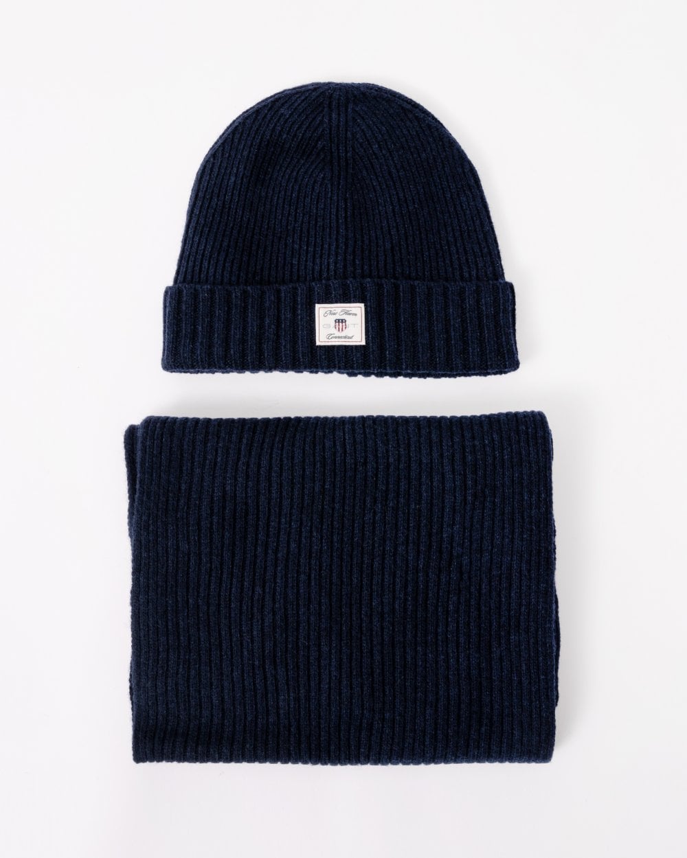 GANT Mens Beanie & Scarf Gift Set - 433 Evening Blue