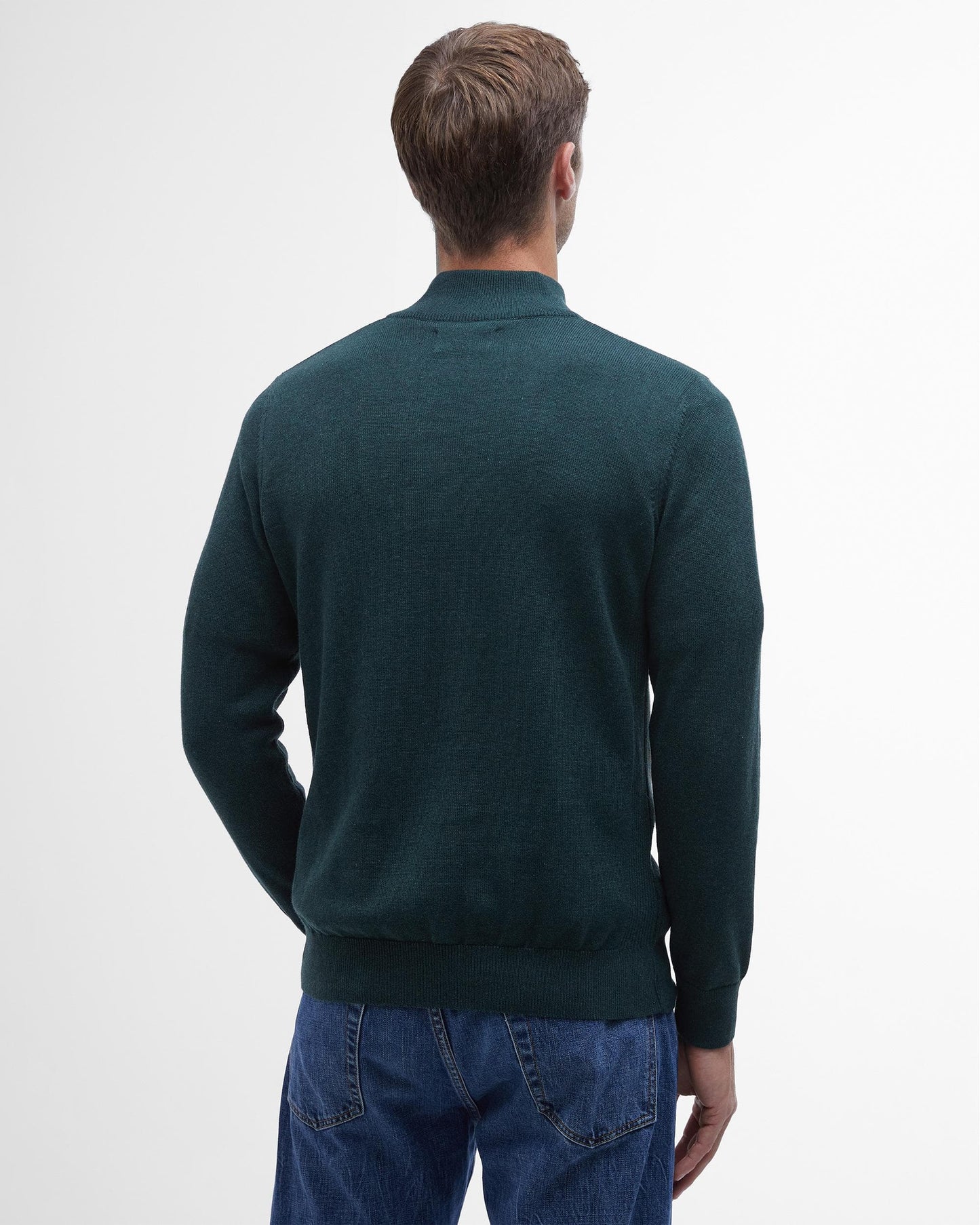Barbour Cotton Mens Half Zip Jumper - Seaweed