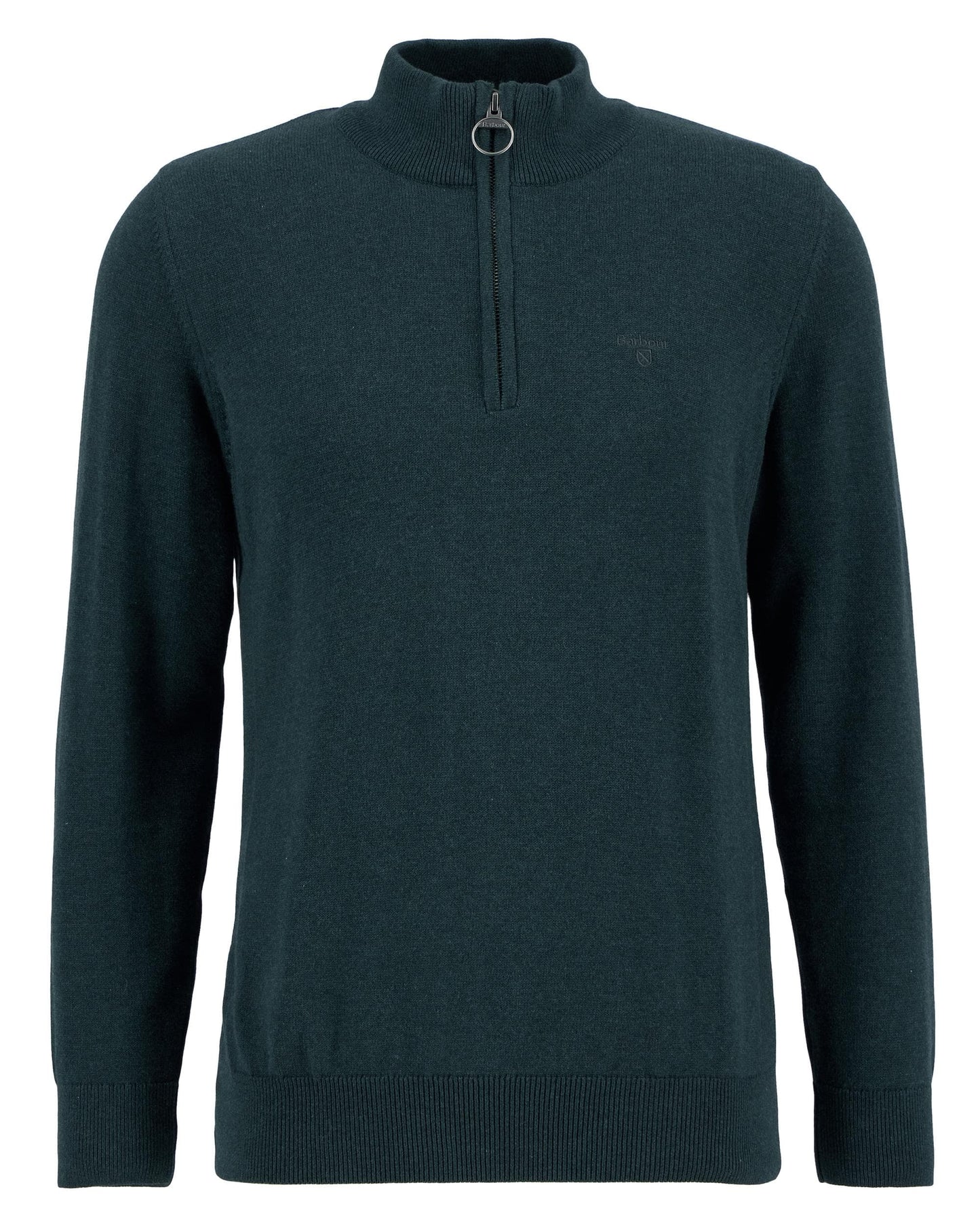 Barbour Cotton Mens Half Zip Jumper - Seaweed