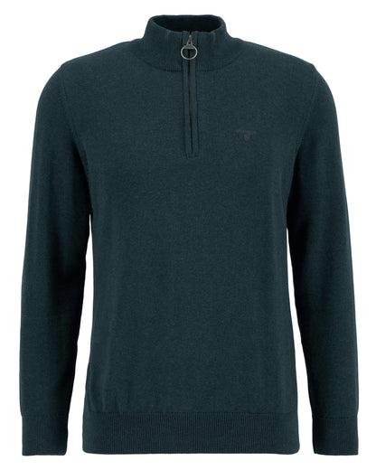 Barbour Cotton Mens Half Zip Jumper - Seaweed