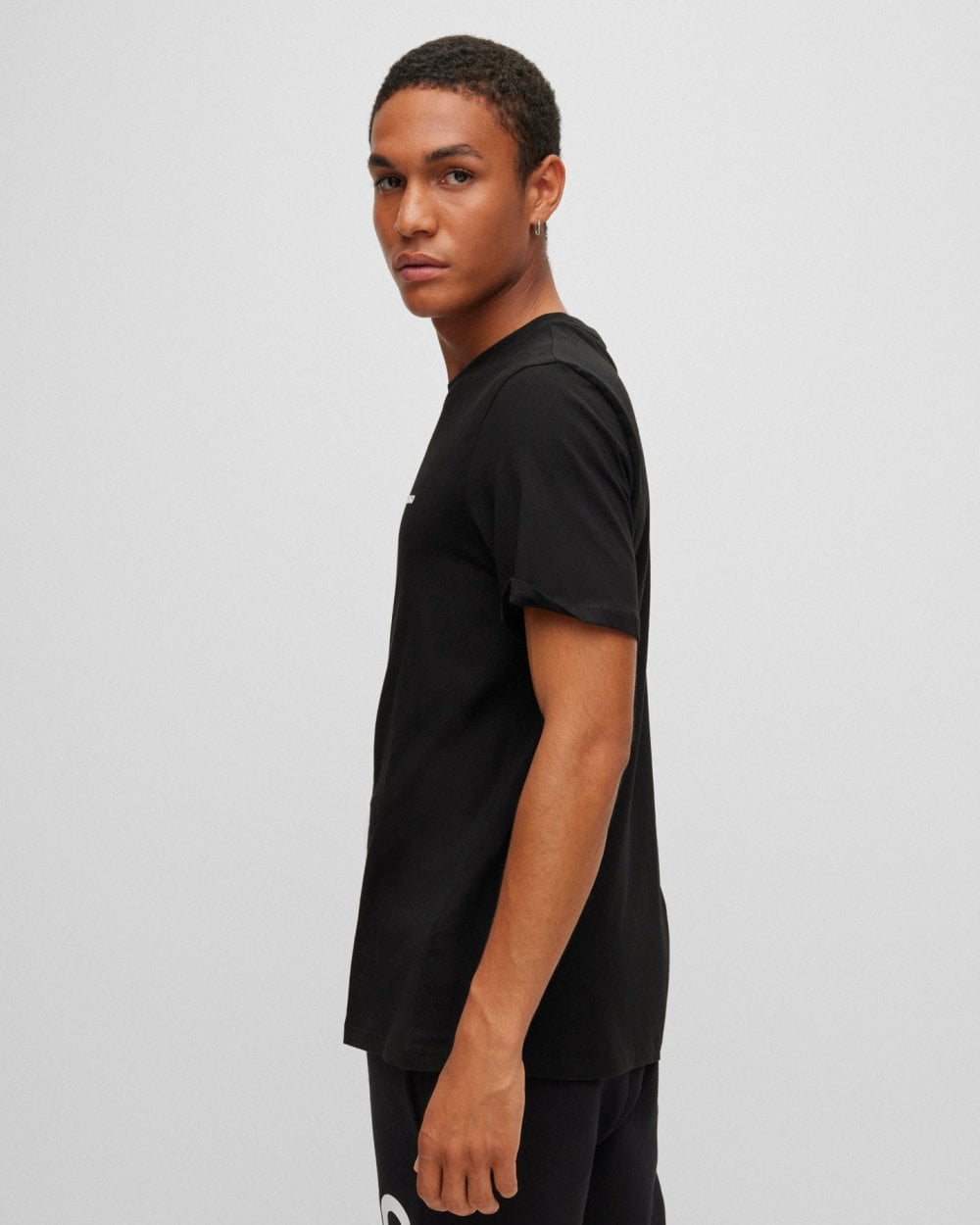 HUGO Dero222 Mens Cotton-Jersey T-Shirt with Logo Print NOS - Black 001