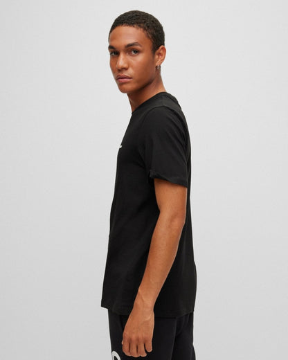 HUGO Dero222 Mens Cotton-Jersey T-Shirt with Logo Print NOS - Black 001