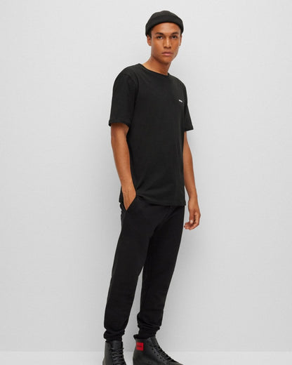 HUGO Dero222 Mens Cotton-Jersey T-Shirt with Logo Print NOS - Black 001