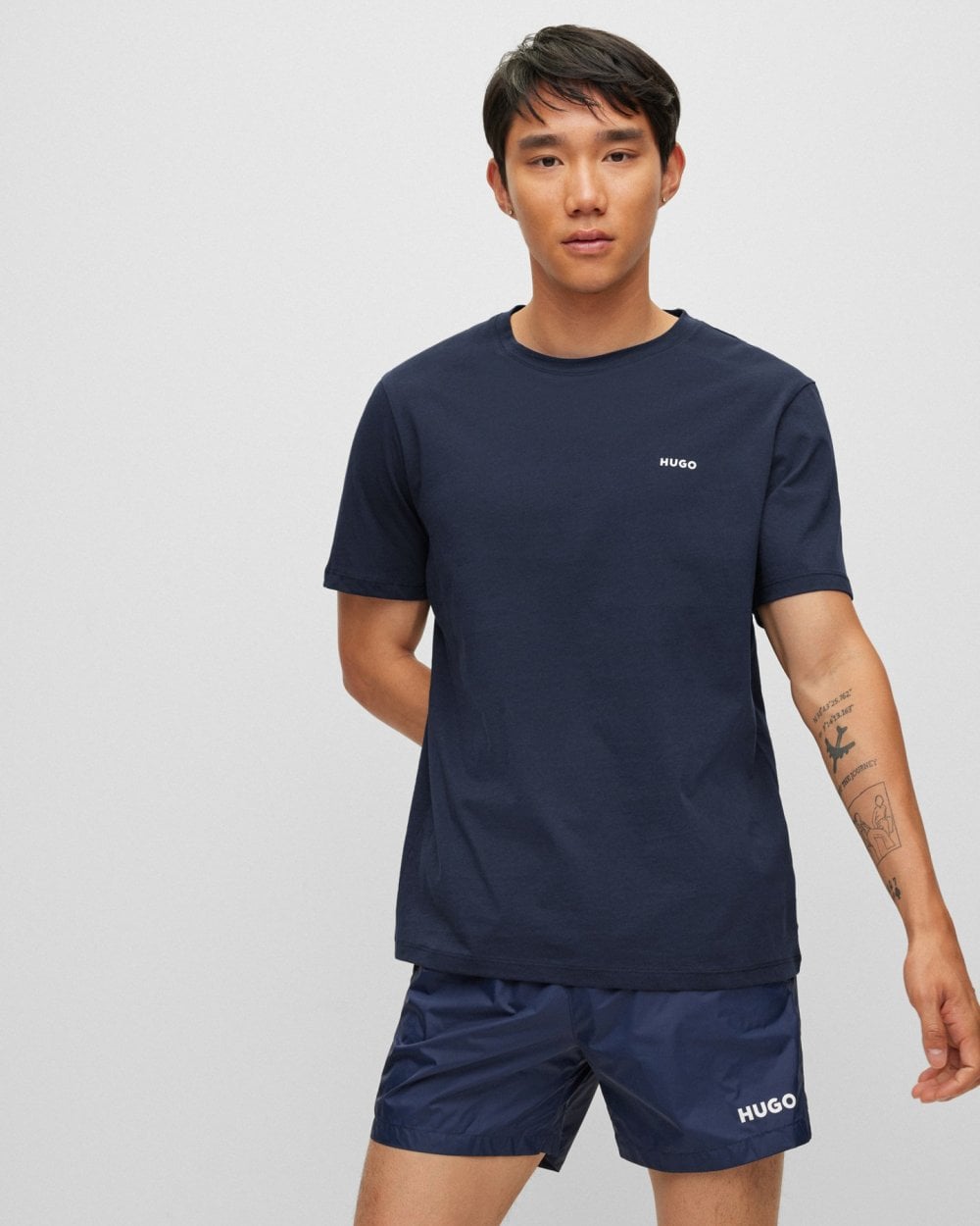 HUGO Dero222 Mens Cotton-Jersey T-Shirt with Logo Print NOS