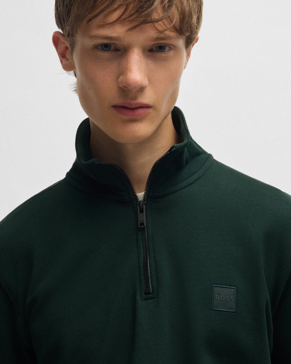 BOSS Orange Zetrust Mens 1/4 Zip Sweatshirt - Open Green 350