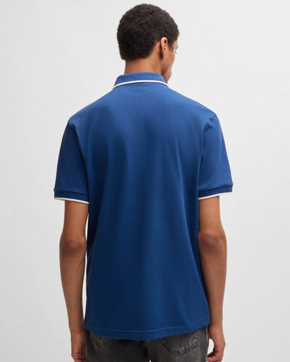 BOSS Orange Passertip Mens Short Sleeve Polo Shirt With Tipped Collar - Open Blue 494