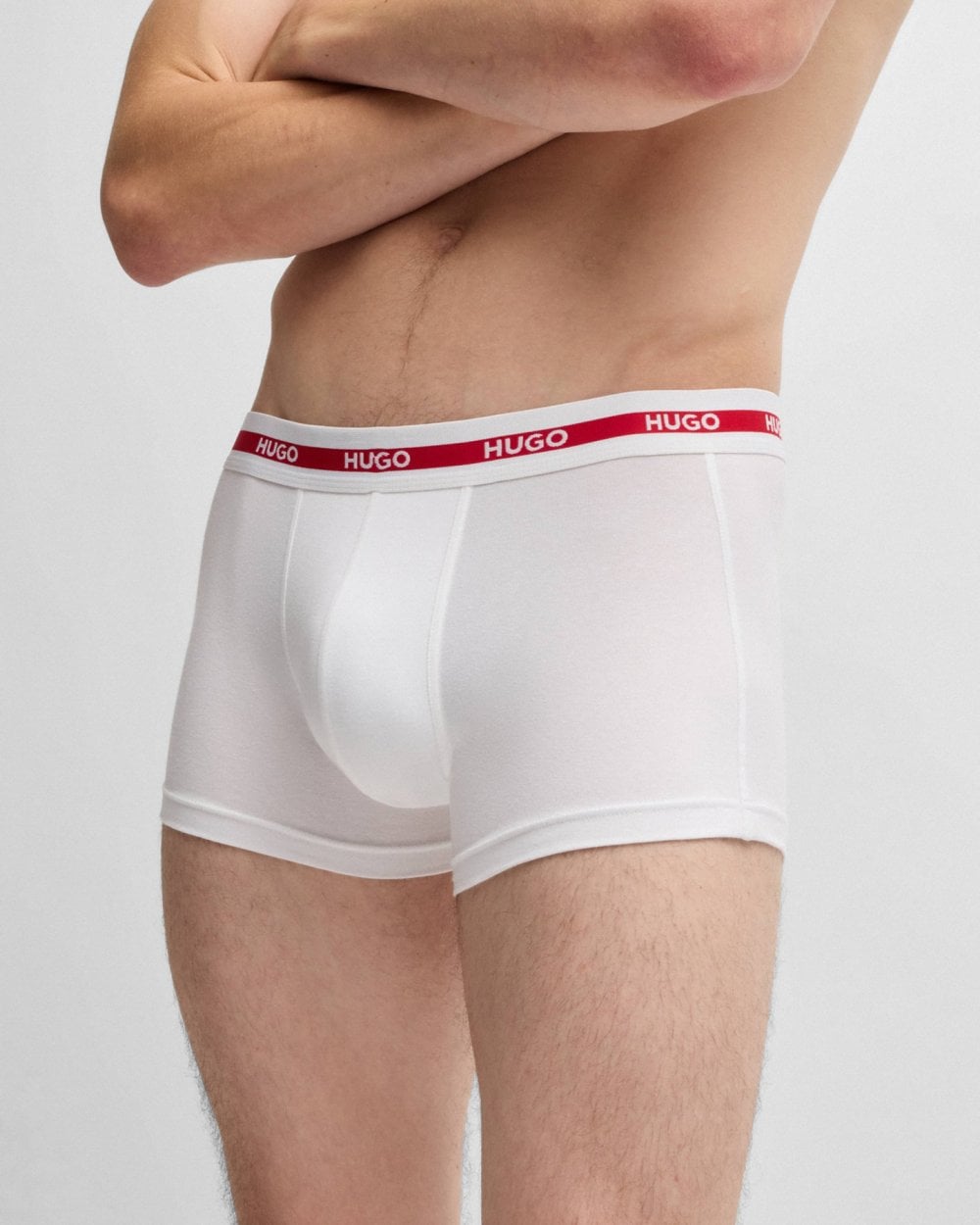 HUGO Planet 3-Pack Stretch-Cotton Logo Waistband Trunks - Open White 120