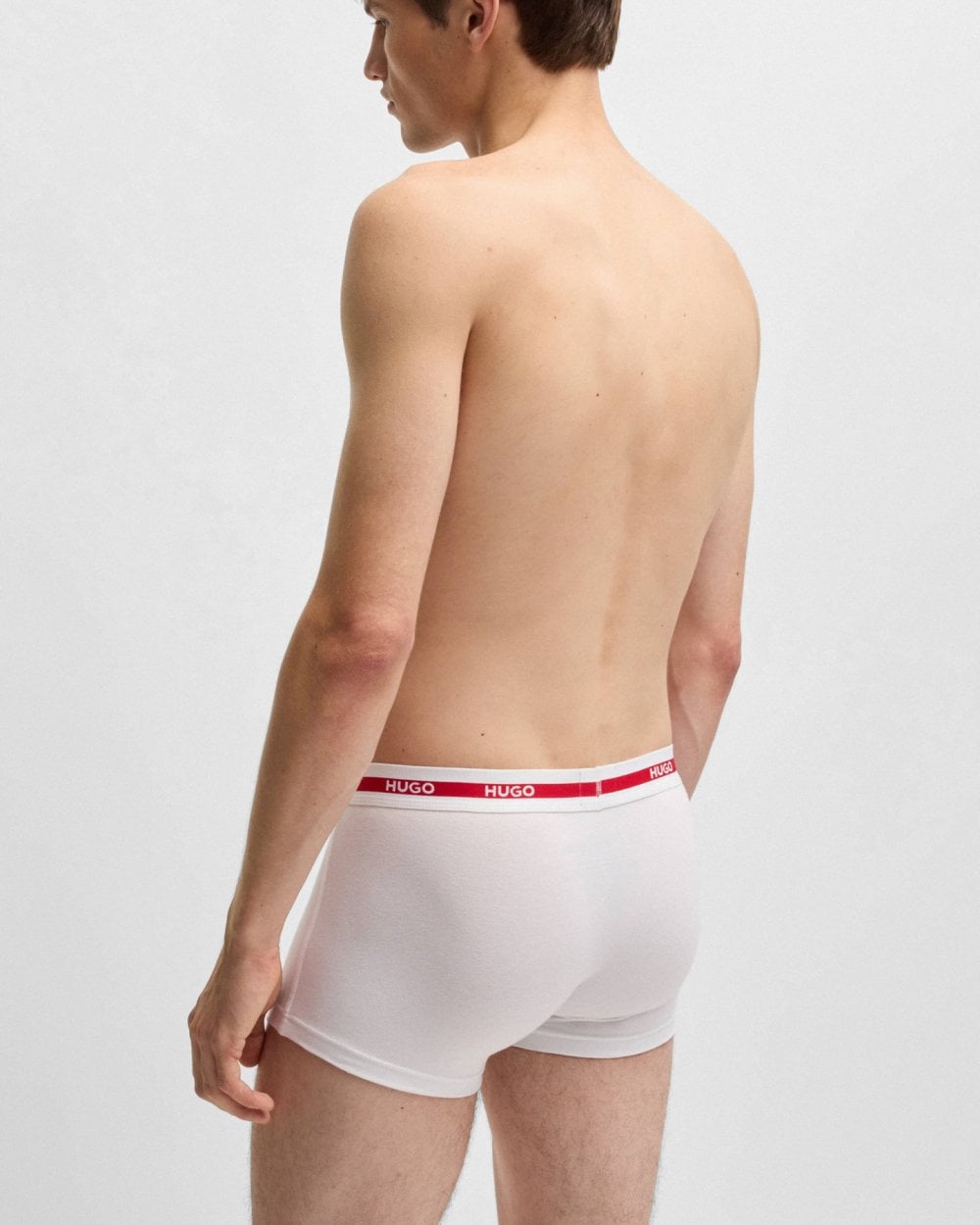 HUGO Planet 3-Pack Stretch-Cotton Logo Waistband Trunks - Open White 120