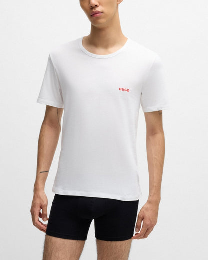 HUGO Mens  Three-Pack of Underwear T-Shirts in Cotton with Logos NOS - White 100
