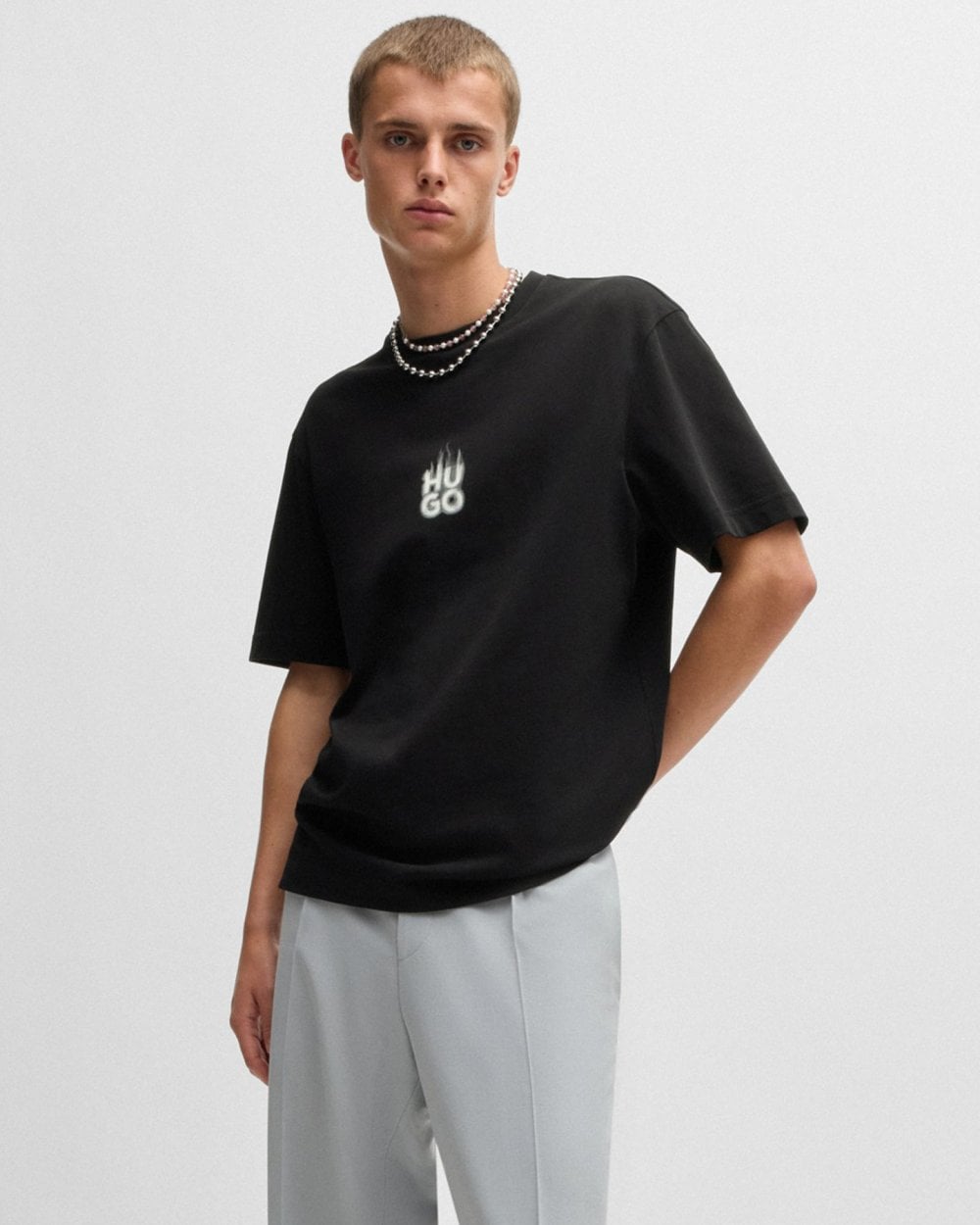 HUGO Dalsar Mens Logo Print T-shirt - Black 001