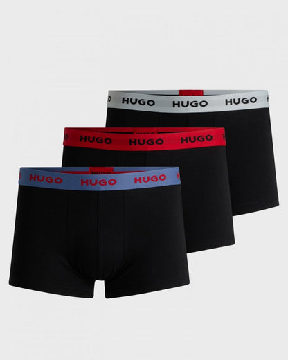 HUGO 3-Pack Mens Trunks with Coloured Waistbands - Black Multi 968