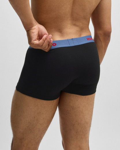 HUGO 3-Pack Mens Trunks with Coloured Waistbands - Black Multi 968